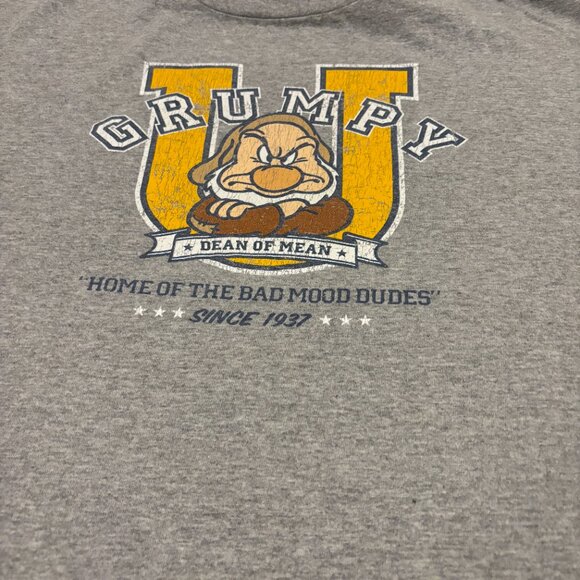Disney T Shirt XL Gray Grumpy Graphic Snow White Y2K Casual Short Sleeves - Picture 2 of 6